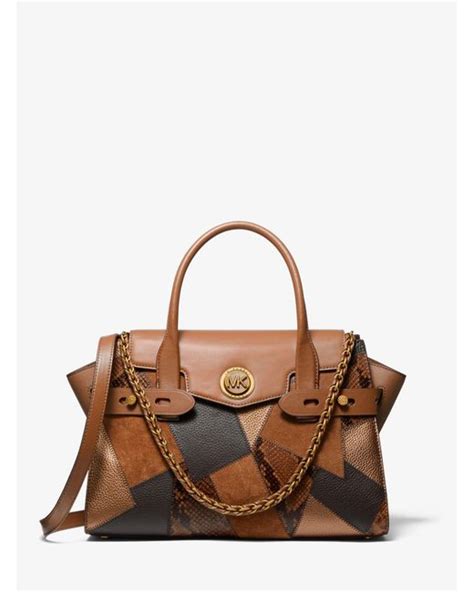 michael kors carmen large patchwork|Carmen Large Patchwork Embossed Leather Belted Satchel.